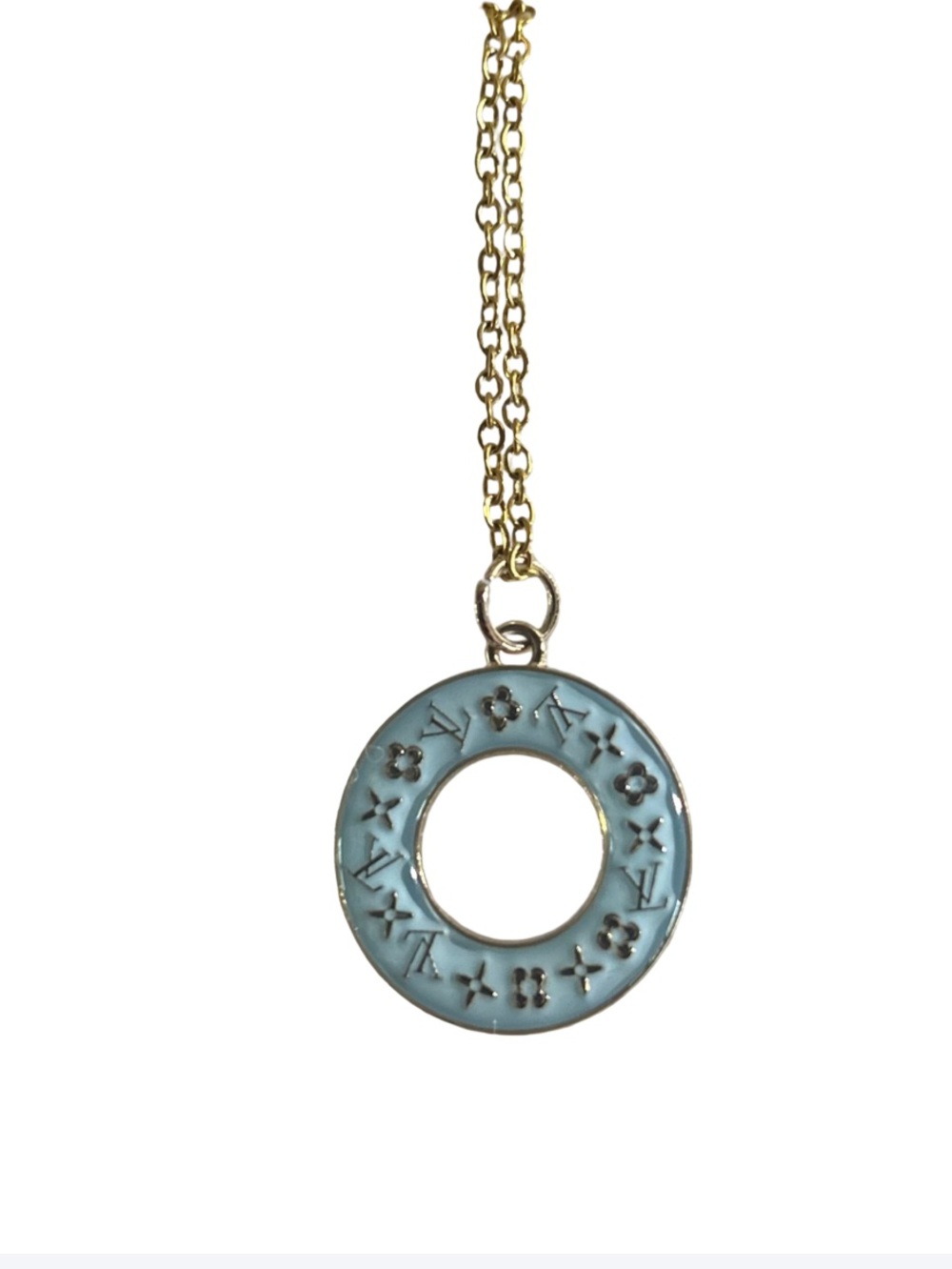 Louis Vuitton Zipper Pull Pendant on Gold Necklace